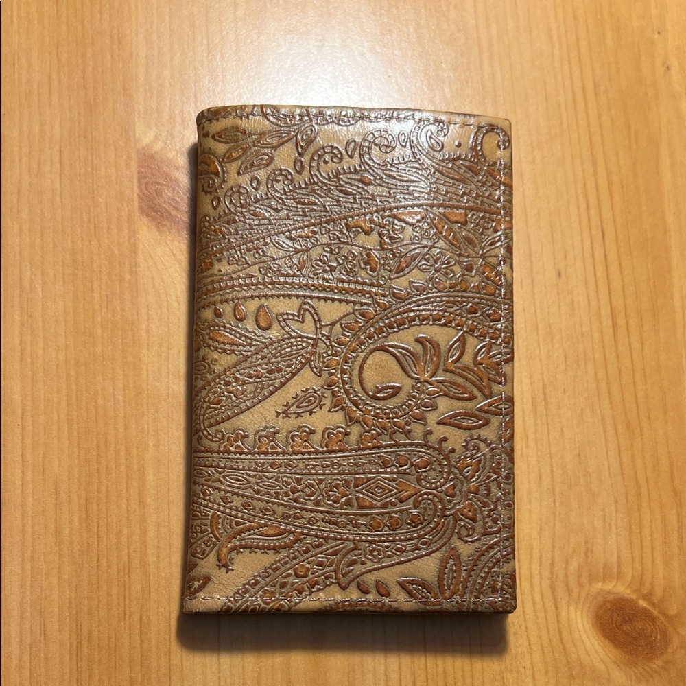 Embossed Tan Leather Notepad cover